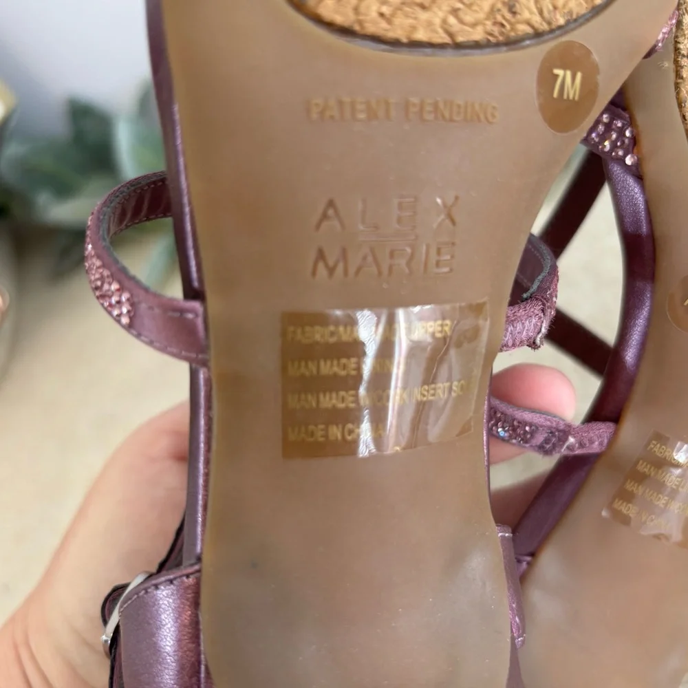 Alex Marie Liaa purple T strap formal bells women 7 M rhinestone Dusty Marsha - Picture 8 of 8